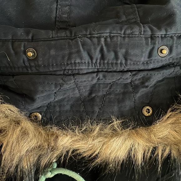 Abercrombie & Fitch Basin Mountain faux Fur linen fur Hood Military Parka Jacket - Picture 10 of 13
